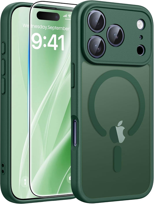 FNTCASE for iPhone 15 Case: for iPhone 14 & iPhone 13 Case | Magnetic Frosted Translucent Slim Shockproof Cell Phone Cover | Military Grade Protection Drop Proof Tough Protective Cases-LightPink 6.1”