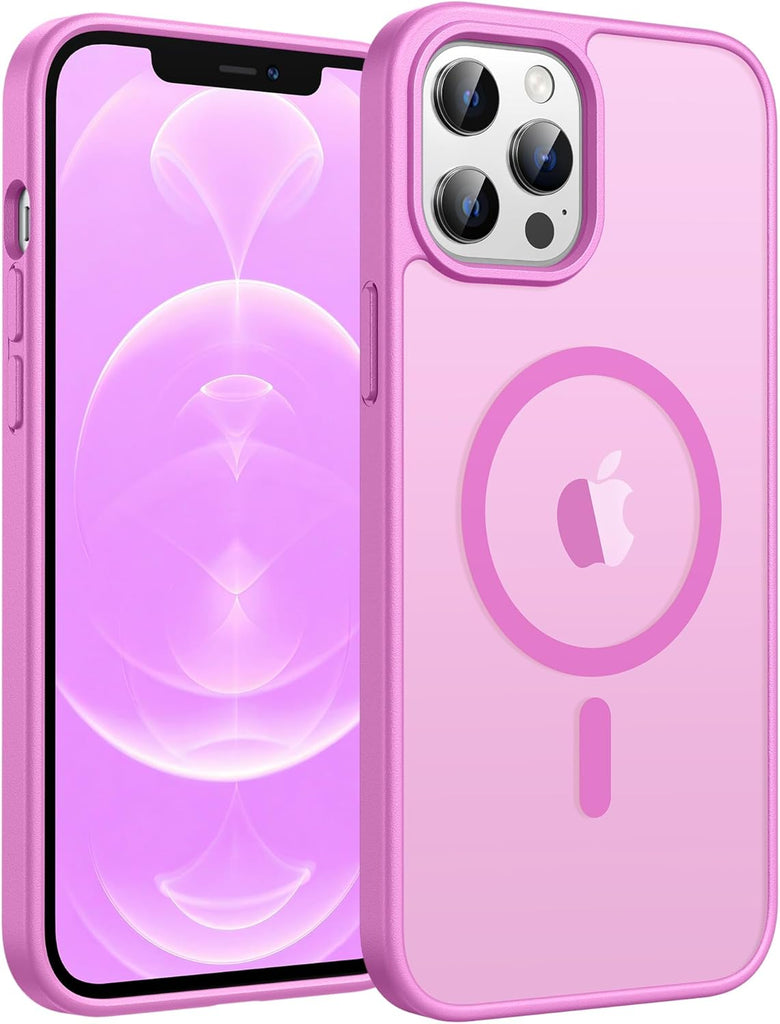 FNTCASE for iPhone 15 Case: for iPhone 14 & iPhone 13 Case | Magnetic Frosted Translucent Slim Shockproof Cell Phone Cover | Military Grade Protection Drop Proof Tough Protective Cases-LightPink 6.1”