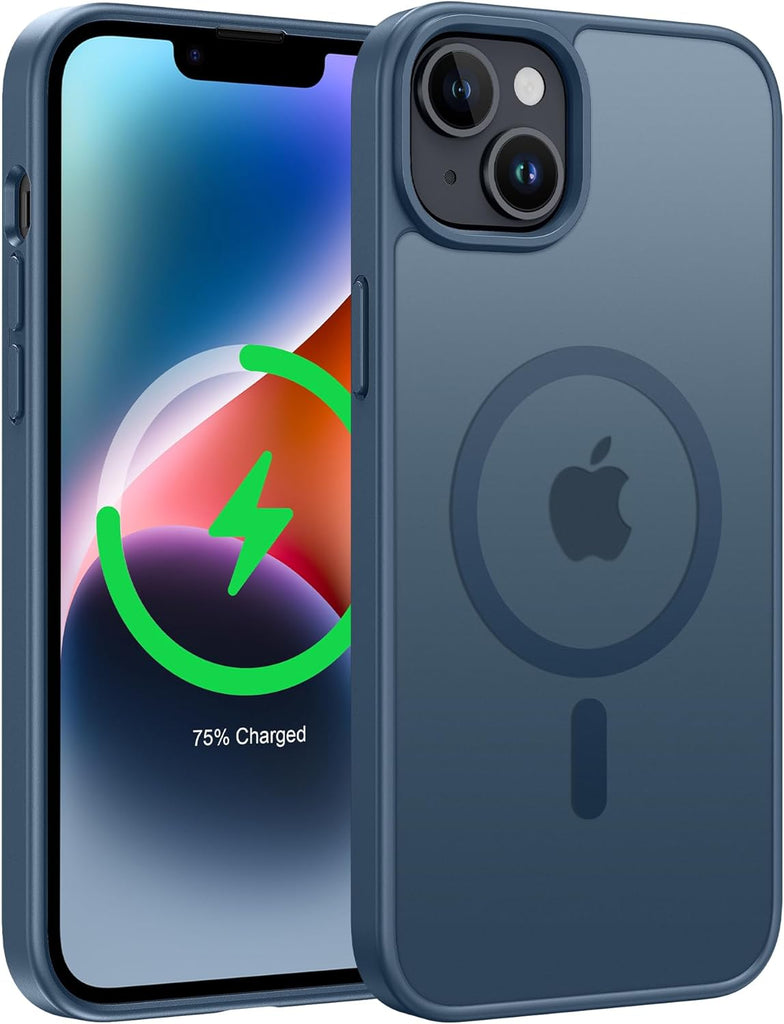 FNTCASE for iPhone 15 Case: for iPhone 14 & iPhone 13 Case | Magnetic Frosted Translucent Slim Shockproof Cell Phone Cover | Military Grade Protection Drop Proof Tough Protective Cases-LightPink 6.1”