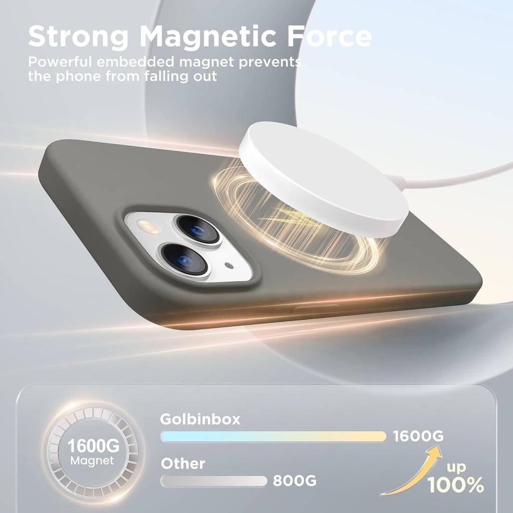 GolbinBox Magnetic for iPhone 13 Case & iPhone 14 Case, Compatible with MagSafe, [Soft Anti-Scratch Microfiber Lining], Slim Liquid Silicone Shockproof Protective Phone Case 6.1 inch, Chalk Pink