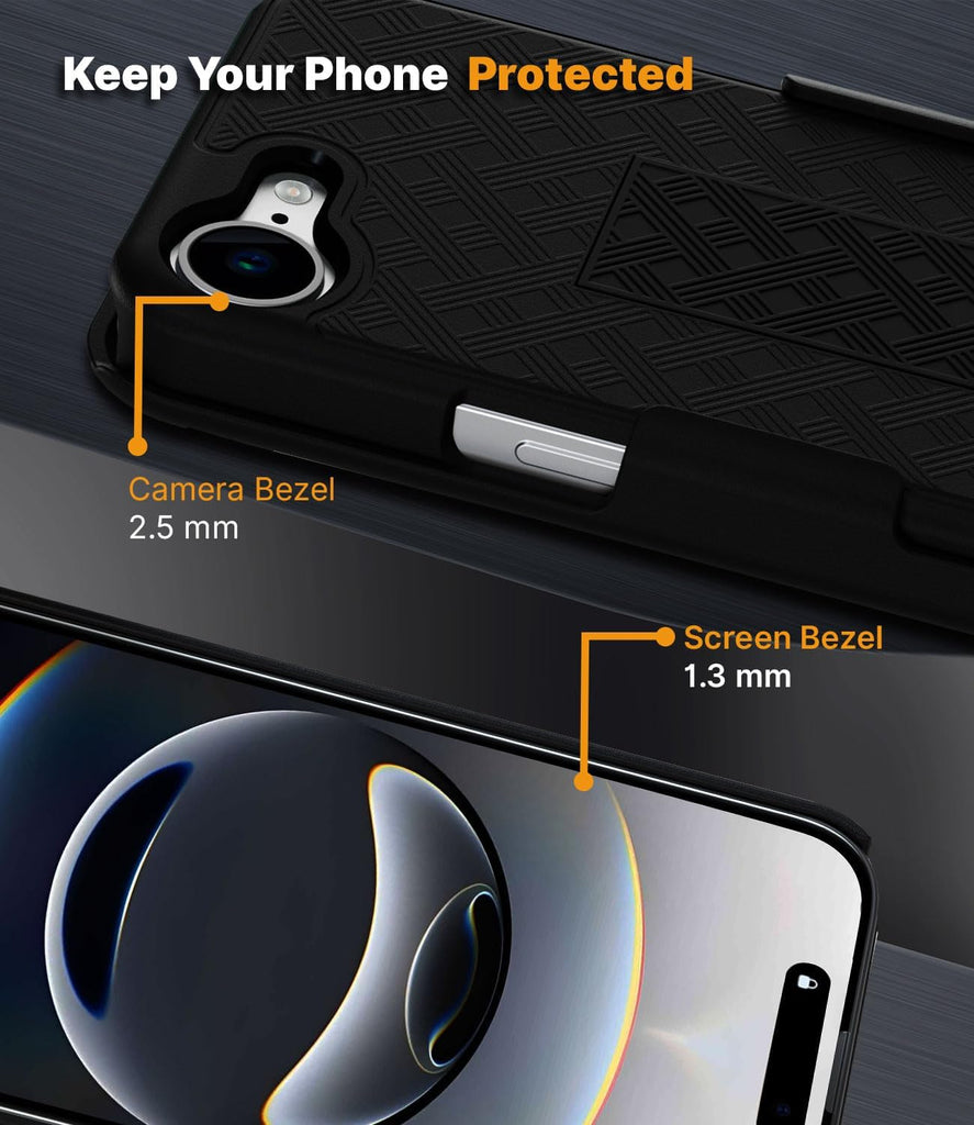 MOTIVE for iPhone 16 Holster Case, Belt Clip Case for Apple iPhone 16, Shell Holster Combo 16, Slim Rugged Drop Shockproof Protective Cover with Kickstand (6.1") | Ranger Series