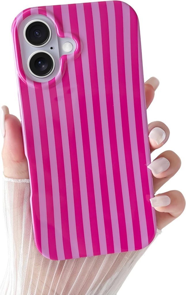 Yeddabox for iPhone 14 Case Cute Striped Phone Case Soft TPU Slim Shockproof Phone Cover for Women Girls, Blue and White