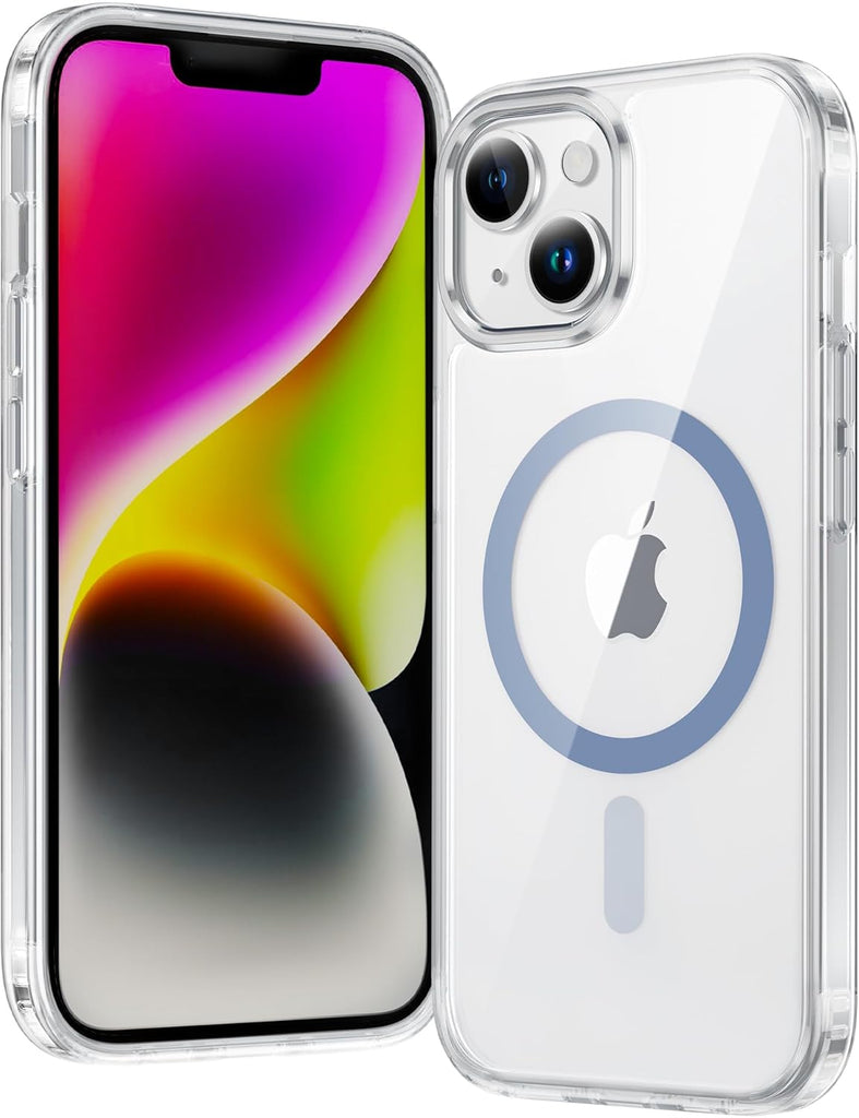 FNTCASE for iPhone 15 Case Clear: iPhone 14/13 Case Magnetic Phone Cases with Screen Protector Compatible with Magsafe Slim Anti Yellowing Rugged Protective Transparent Cell Cover (A-Clear)