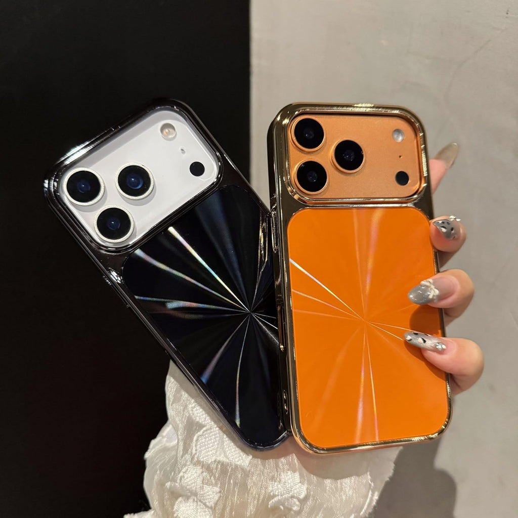 CD Aurora Plating Electroplated Compatible with iPhone Case (iPhone 14 Pro Max,Orange)
