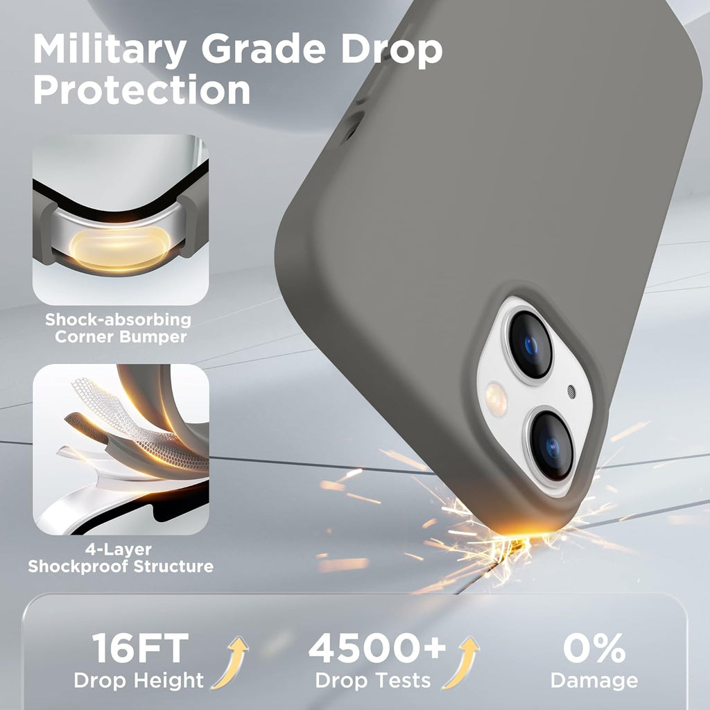 GolbinBox Magnetic for iPhone 13 Case & iPhone 14 Case, Compatible with MagSafe, [Soft Anti-Scratch Microfiber Lining], Slim Liquid Silicone Shockproof Protective Phone Case 6.1 inch, Chalk Pink