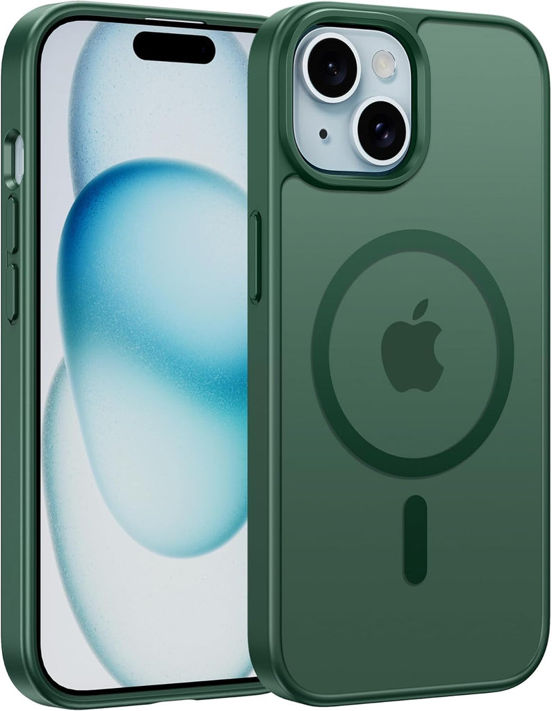 FNTCASE for iPhone 15 Case: for iPhone 14 & iPhone 13 Case | Magnetic Frosted Translucent Slim Shockproof Cell Phone Cover | Military Grade Protection Drop Proof Tough Protective Cases-LightPink 6.1”