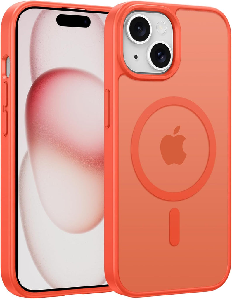 FNTCASE for iPhone 15 Case: for iPhone 14 & iPhone 13 Case | Magnetic Frosted Translucent Slim Shockproof Cell Phone Cover | Military Grade Protection Drop Proof Tough Protective Cases-LightPink 6.1”