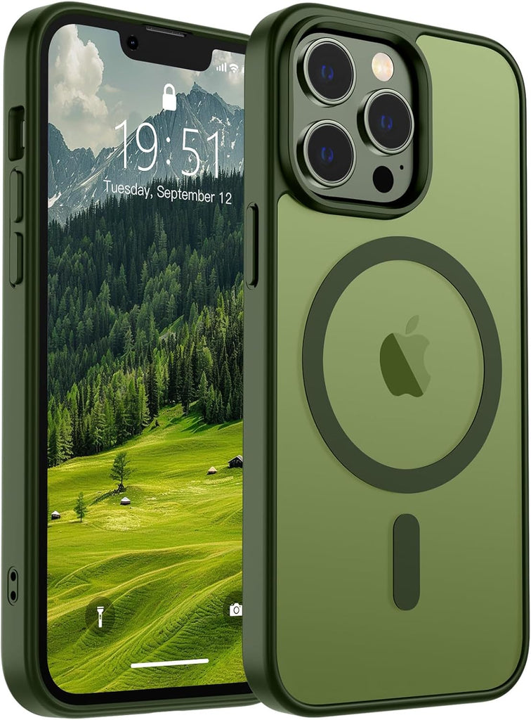 SUPFINE Magnetic for iPhone 14 Case & iPhone 13 Case (Compatible with MagSafe)(Military Grade Drop Protection) Translucent Matte Shockproof Phone Cover,Black