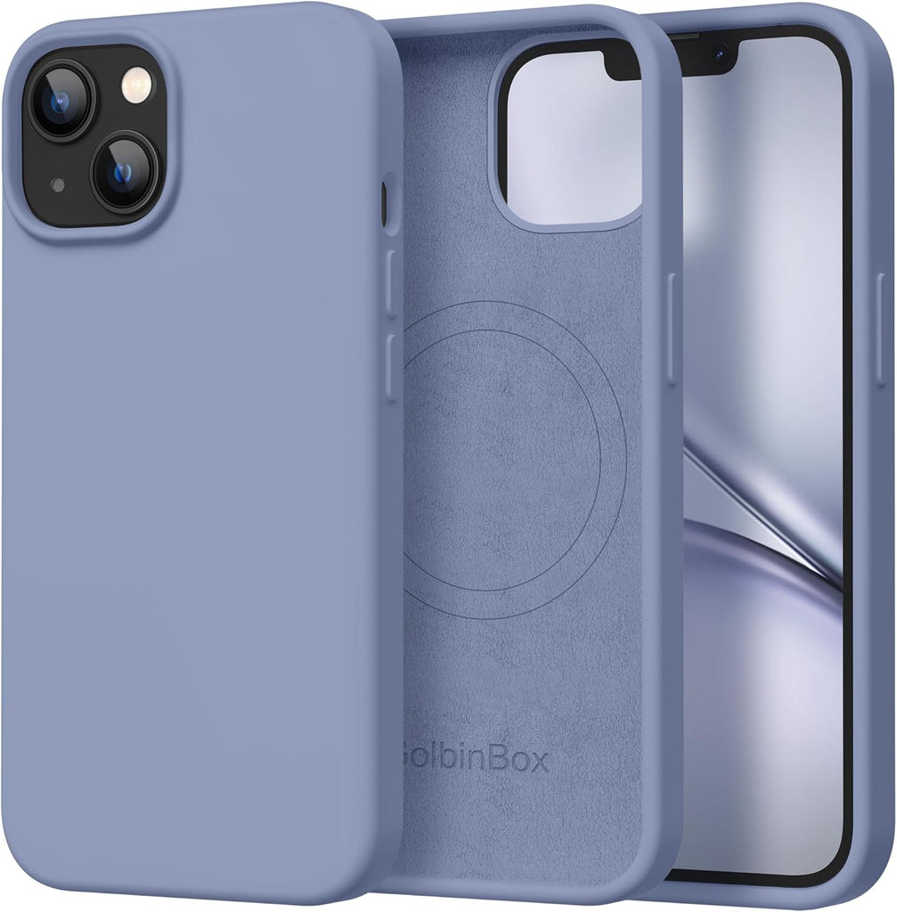 GolbinBox Magnetic for iPhone 13 Case & iPhone 14 Case, Compatible with MagSafe, [Soft Anti-Scratch Microfiber Lining], Slim Liquid Silicone Shockproof Protective Phone Case 6.1 inch, Chalk Pink