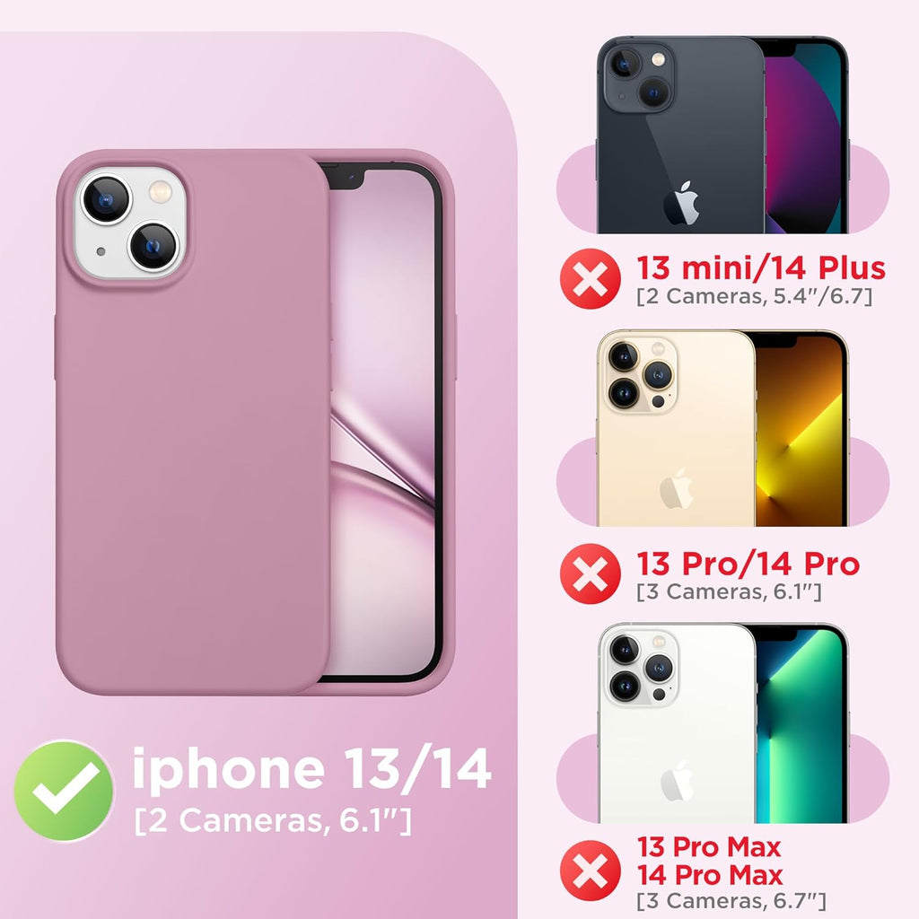 GolbinBox Magnetic for iPhone 13 Case & iPhone 14 Case, Compatible with MagSafe, [Soft Anti-Scratch Microfiber Lining], Slim Liquid Silicone Shockproof Protective Phone Case 6.1 inch, Chalk Pink