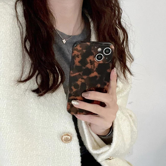 Cute Phone Case for iPhone 16 Pro Case Amber Leopard Full Camera Protective Slim Shockproof Aesthetic-Brown Amber