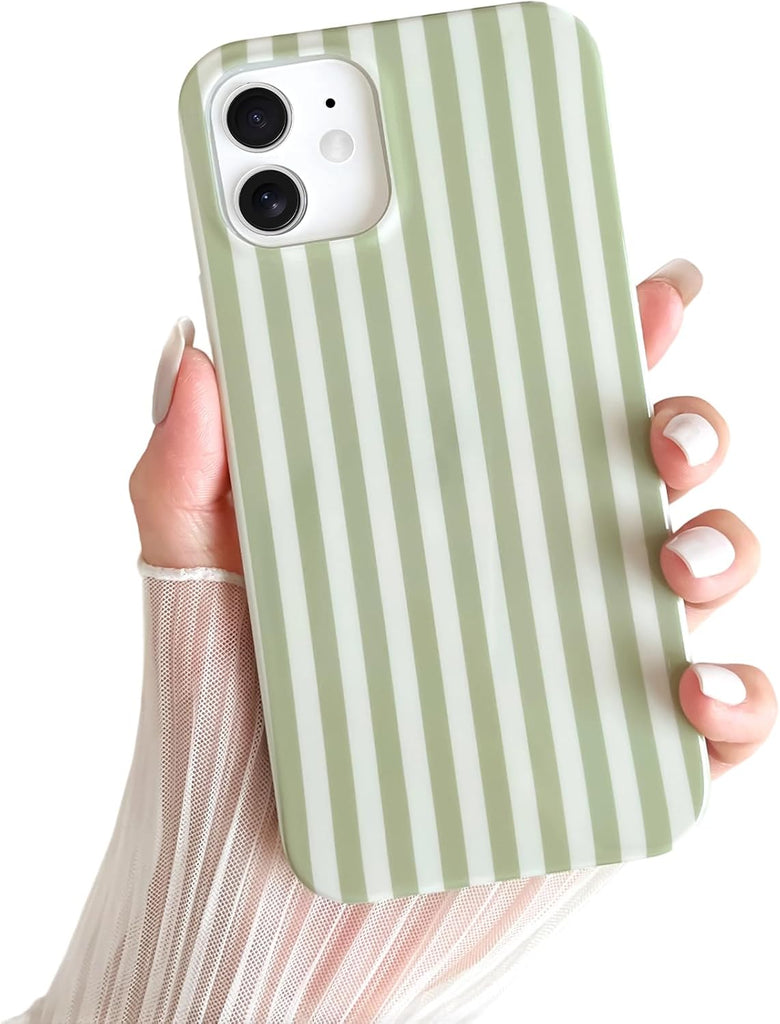 Yeddabox for iPhone 14 Case Cute Striped Phone Case Soft TPU Slim Shockproof Phone Cover for Women Girls, Blue and White