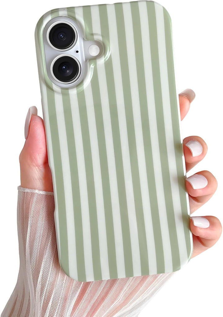 Yeddabox for iPhone 14 Case Cute Striped Phone Case Soft TPU Slim Shockproof Phone Cover for Women Girls, Blue and White