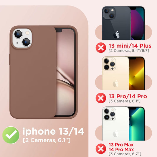 GolbinBox Magnetic for iPhone 13 Case & iPhone 14 Case, Compatible with MagSafe, [Soft Anti-Scratch Microfiber Lining], Slim Liquid Silicone Shockproof Protective Phone Case 6.1 inch, Chalk Pink