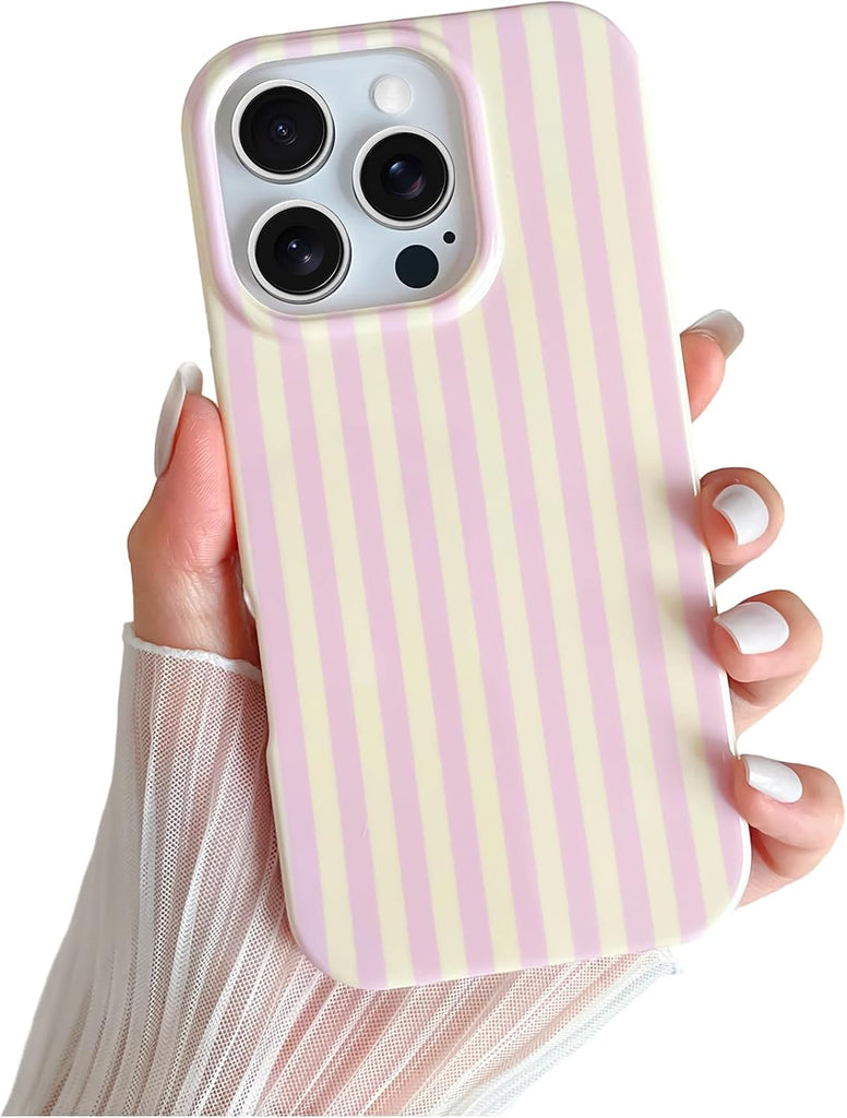 Yeddabox for iPhone 14 Case Cute Striped Phone Case Soft TPU Slim Shockproof Phone Cover for Women Girls, Blue and White