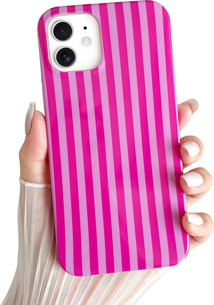 Yeddabox for iPhone 14 Case Cute Striped Phone Case Soft TPU Slim Shockproof Phone Cover for Women Girls, Blue and White