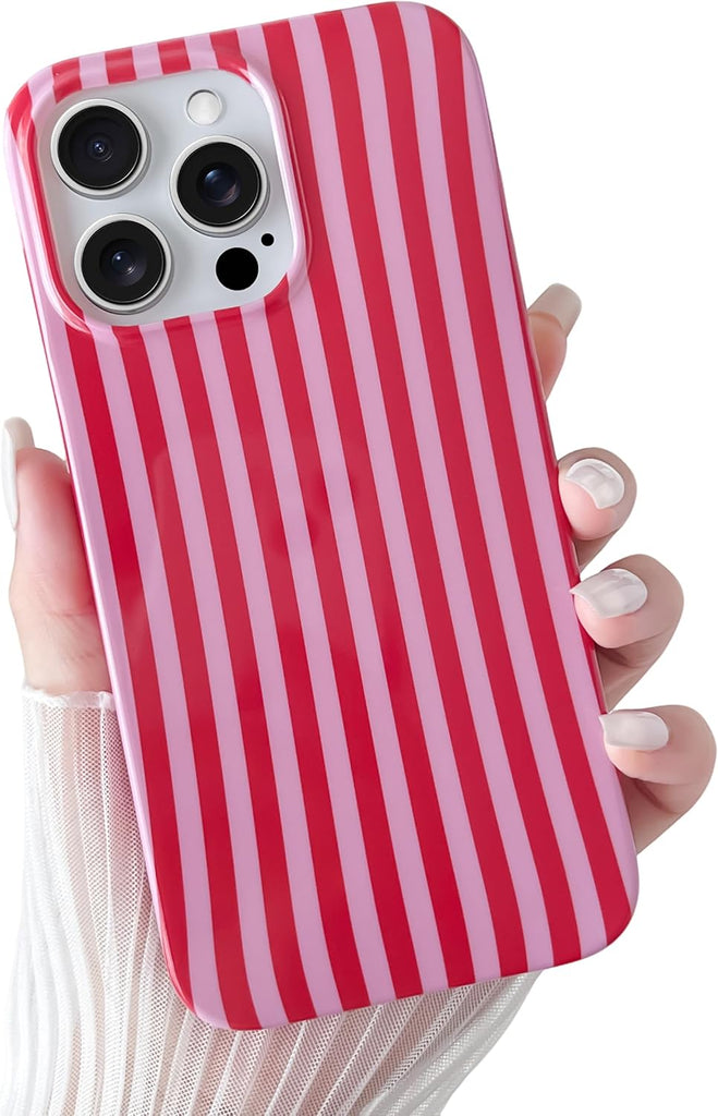 Yeddabox for iPhone 14 Case Cute Striped Phone Case Soft TPU Slim Shockproof Phone Cover for Women Girls, Blue and White