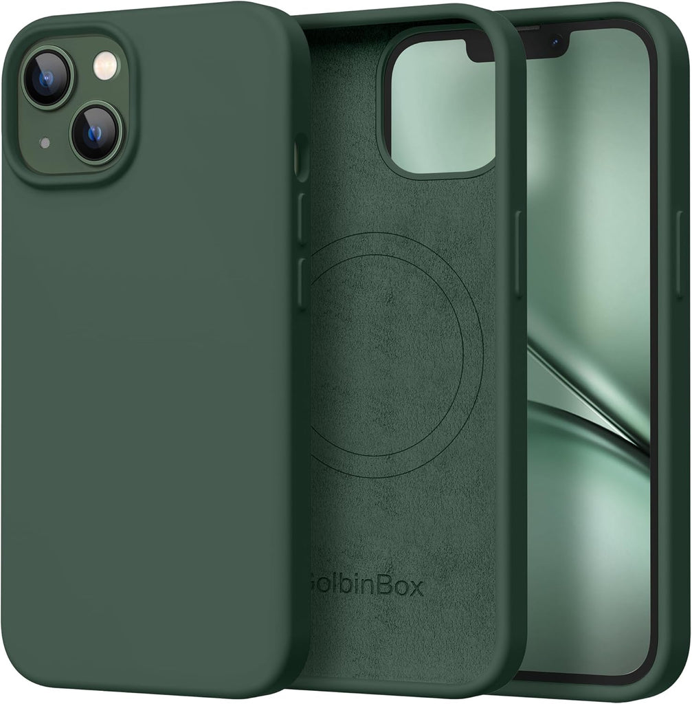 GolbinBox Magnetic for iPhone 13 Case & iPhone 14 Case, Compatible with MagSafe, [Soft Anti-Scratch Microfiber Lining], Slim Liquid Silicone Shockproof Protective Phone Case 6.1 inch, Chalk Pink