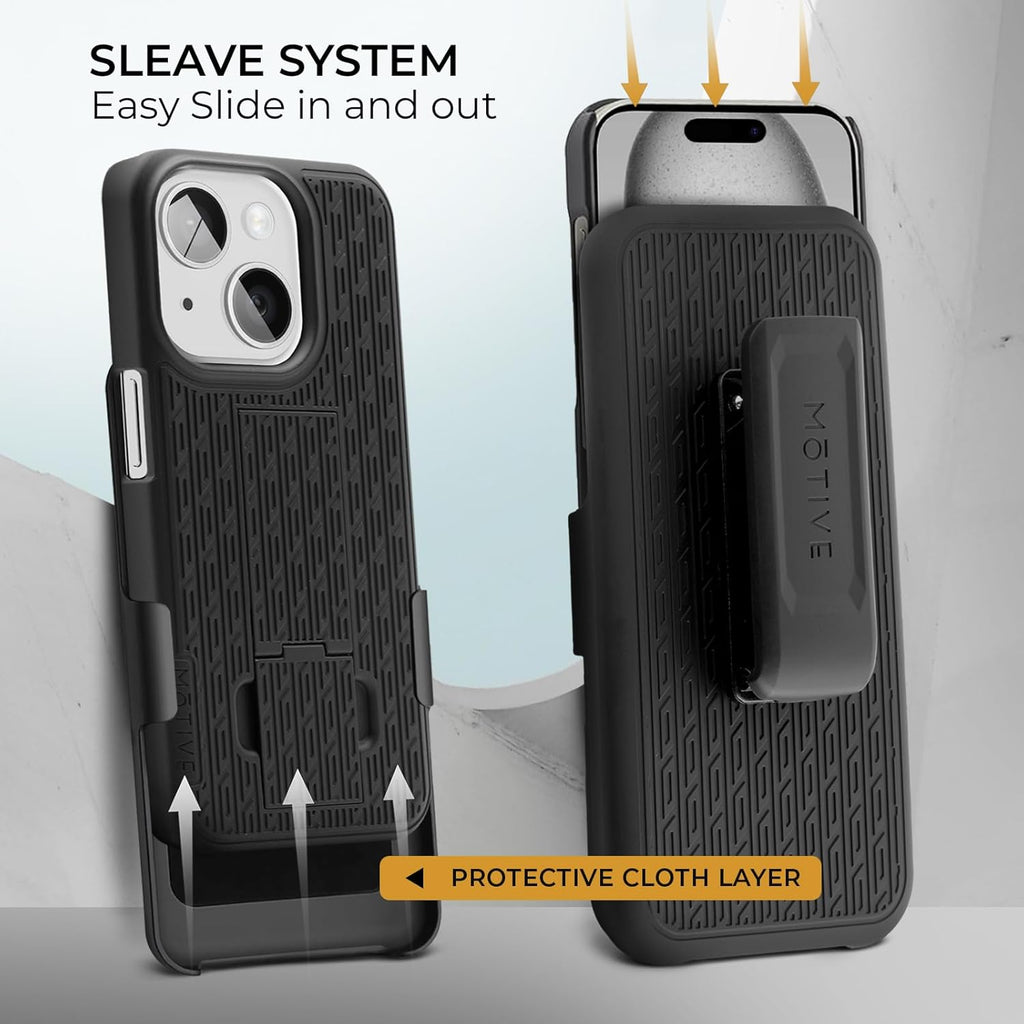 MOTIVE for iPhone 16 Holster Case, Belt Clip Case for Apple iPhone 16, Shell Holster Combo 16, Slim Rugged Drop Shockproof Protective Cover with Kickstand (6.1") | Ranger Series