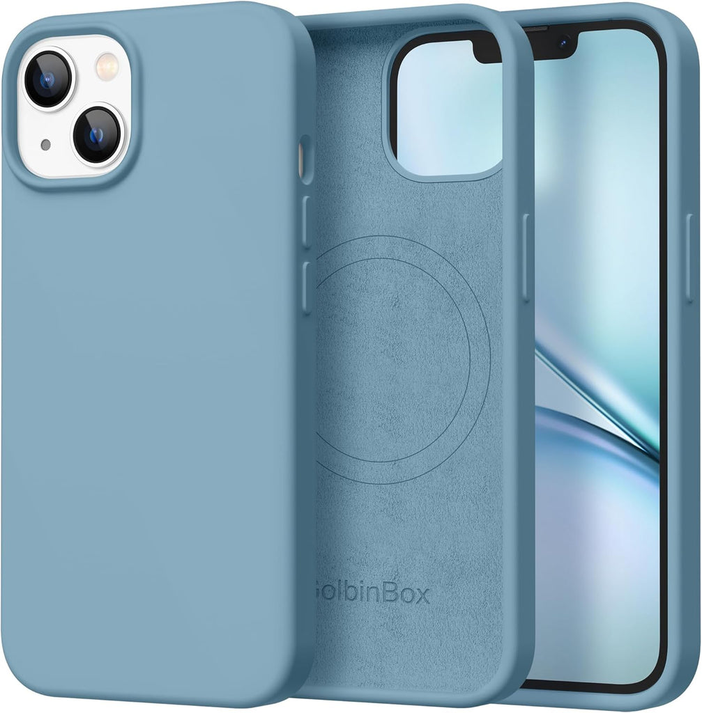 GolbinBox Magnetic for iPhone 13 Case & iPhone 14 Case, Compatible with MagSafe, [Soft Anti-Scratch Microfiber Lining], Slim Liquid Silicone Shockproof Protective Phone Case 6.1 inch, Chalk Pink