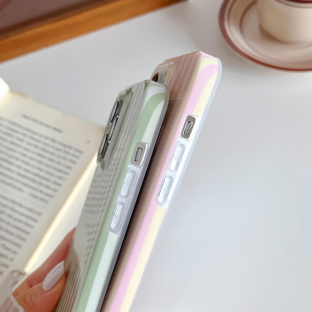 Yeddabox for iPhone 14 Case Cute Striped Phone Case Soft TPU Slim Shockproof Phone Cover for Women Girls, Blue and White