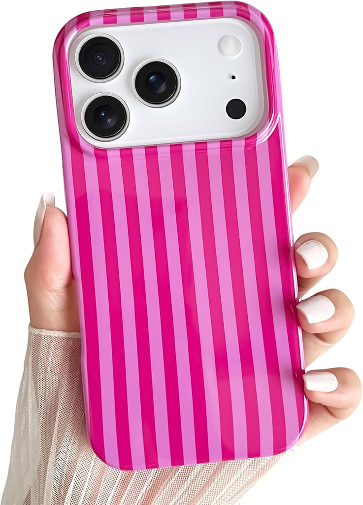 Yeddabox for iPhone 14 Case Cute Striped Phone Case Soft TPU Slim Shockproof Phone Cover for Women Girls, Blue and White
