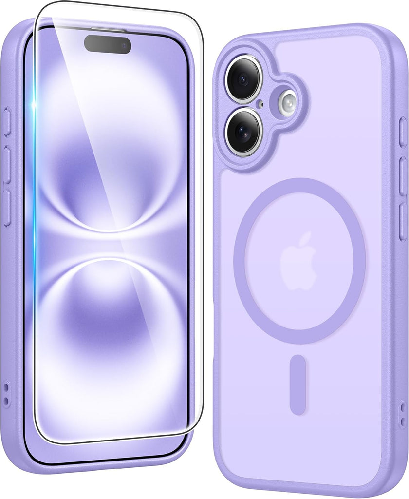 FNTCASE for iPhone 15 Case Clear: iPhone 14/13 Case Magnetic Phone Cases with Screen Protector Compatible with Magsafe Slim Anti Yellowing Rugged Protective Transparent Cell Cover (A-Clear)