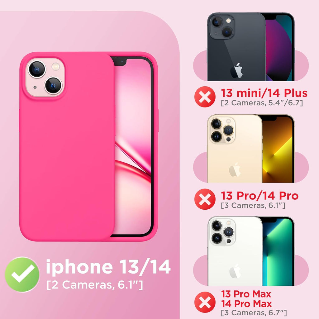 GolbinBox Magnetic for iPhone 13 Case & iPhone 14 Case, Compatible with MagSafe, [Soft Anti-Scratch Microfiber Lining], Slim Liquid Silicone Shockproof Protective Phone Case 6.1 inch, Chalk Pink