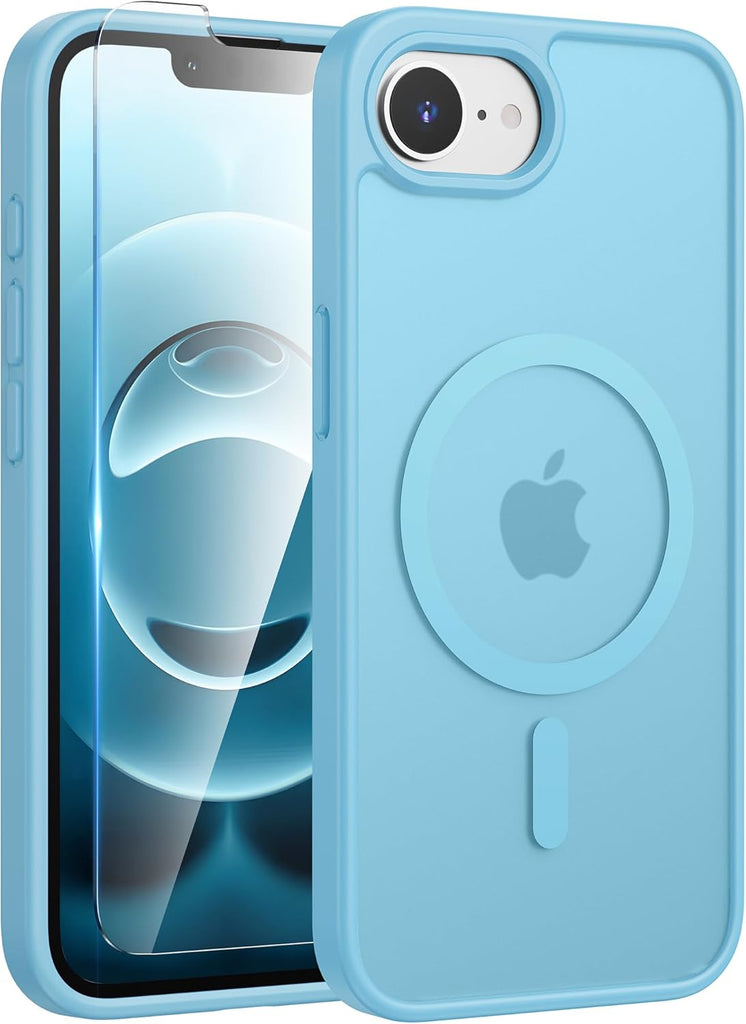 FNTCASE for iPhone 15 Case: for iPhone 14 & iPhone 13 Case | Magnetic Frosted Translucent Slim Shockproof Cell Phone Cover | Military Grade Protection Drop Proof Tough Protective Cases-LightPink 6.1”