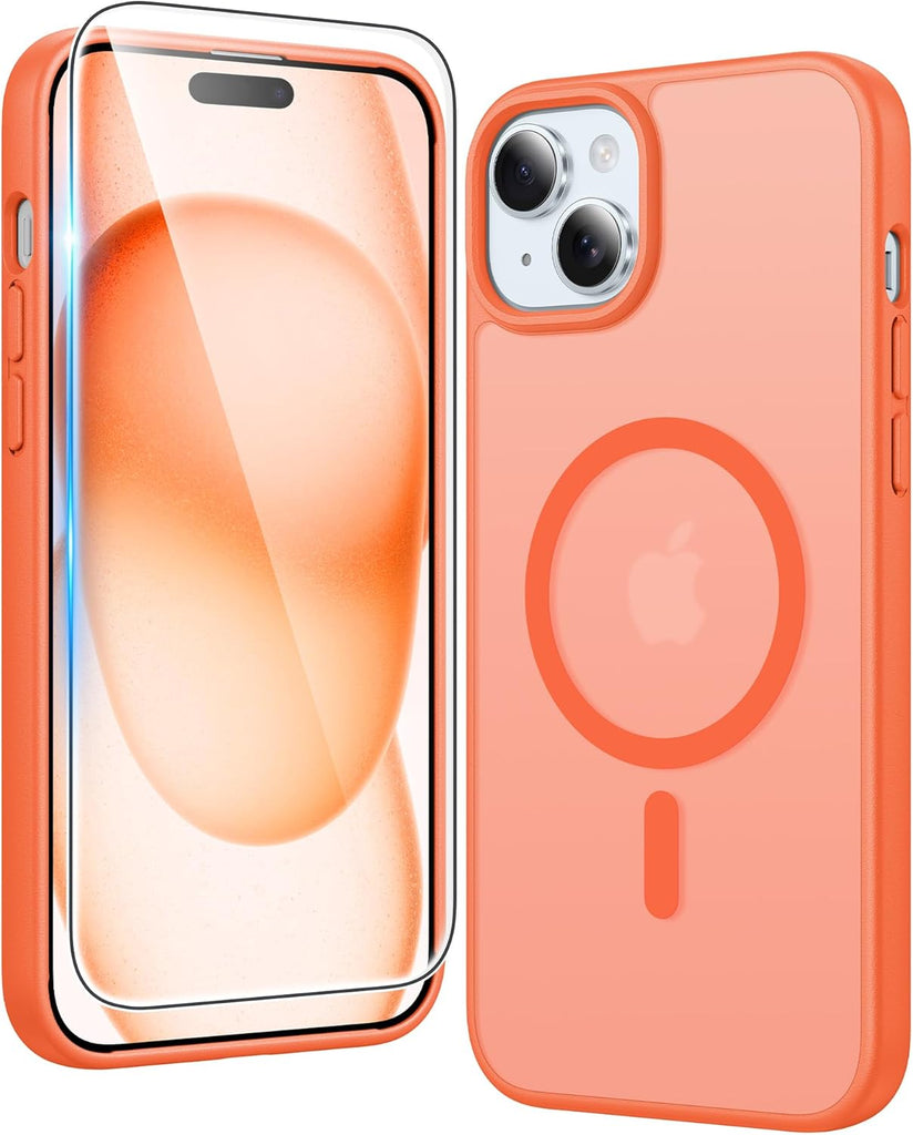 FNTCASE for iPhone 15 Case Clear: iPhone 14/13 Case Magnetic Phone Cases with Screen Protector Compatible with Magsafe Slim Anti Yellowing Rugged Protective Transparent Cell Cover (A-Clear)