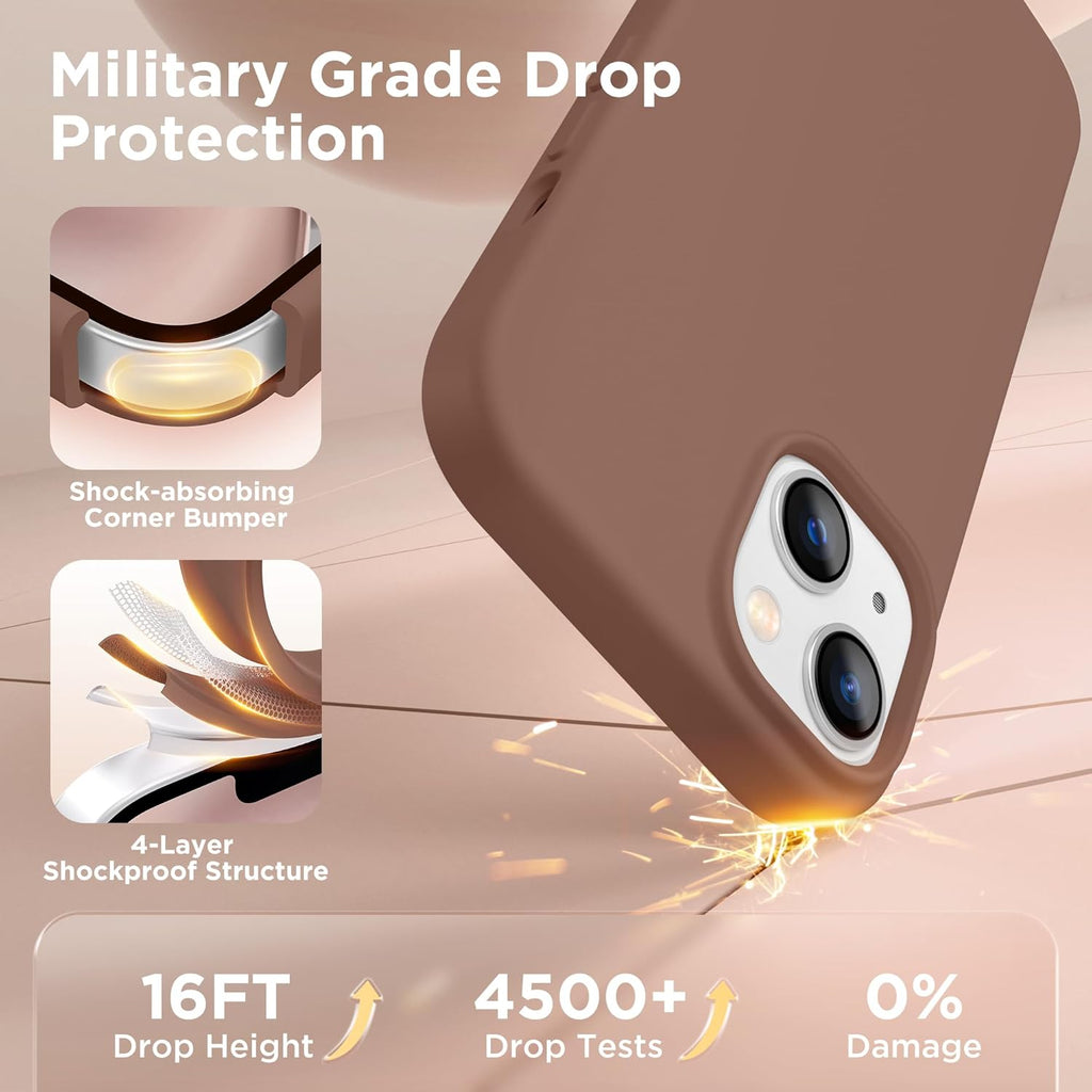 GolbinBox Magnetic for iPhone 13 Case & iPhone 14 Case, Compatible with MagSafe, [Soft Anti-Scratch Microfiber Lining], Slim Liquid Silicone Shockproof Protective Phone Case 6.1 inch, Chalk Pink