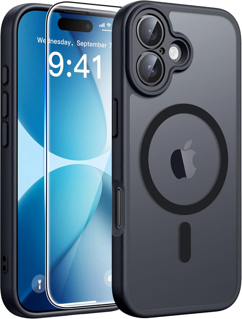 FNTCASE for iPhone 15 Case: for iPhone 14 & iPhone 13 Case | Magnetic Frosted Translucent Slim Shockproof Cell Phone Cover | Military Grade Protection Drop Proof Tough Protective Cases-LightPink 6.1”