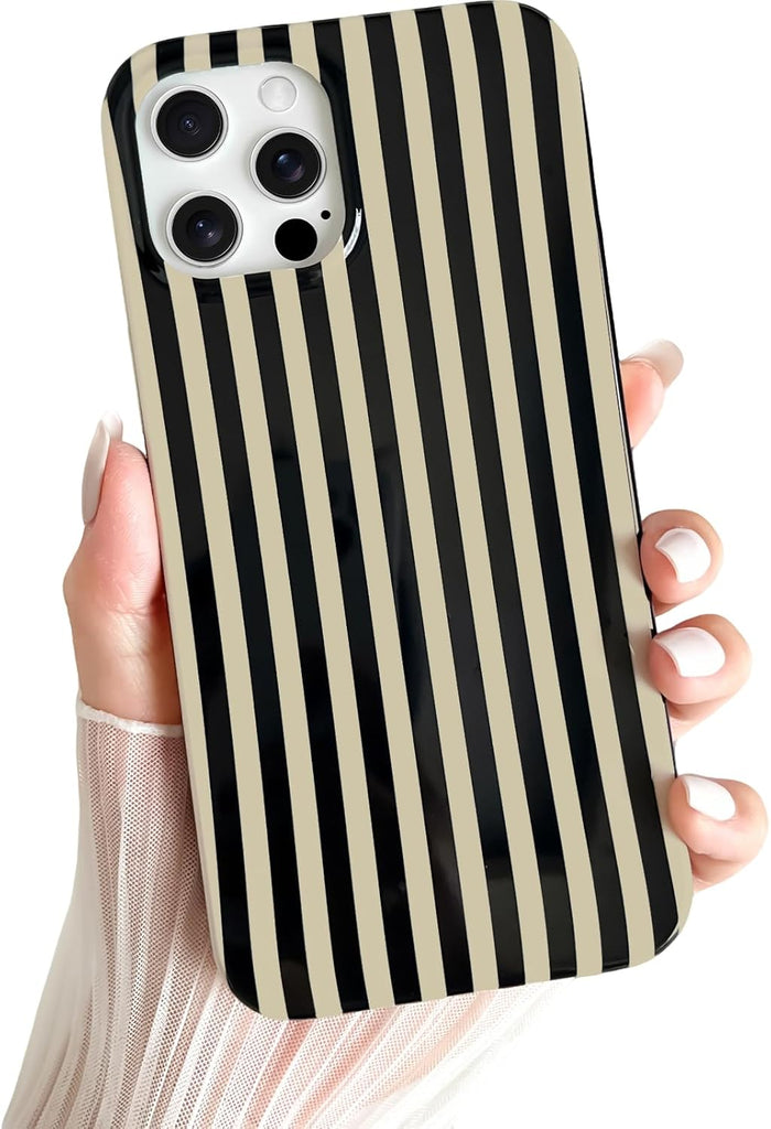 Yeddabox for iPhone 14 Case Cute Striped Phone Case Soft TPU Slim Shockproof Phone Cover for Women Girls, Blue and White