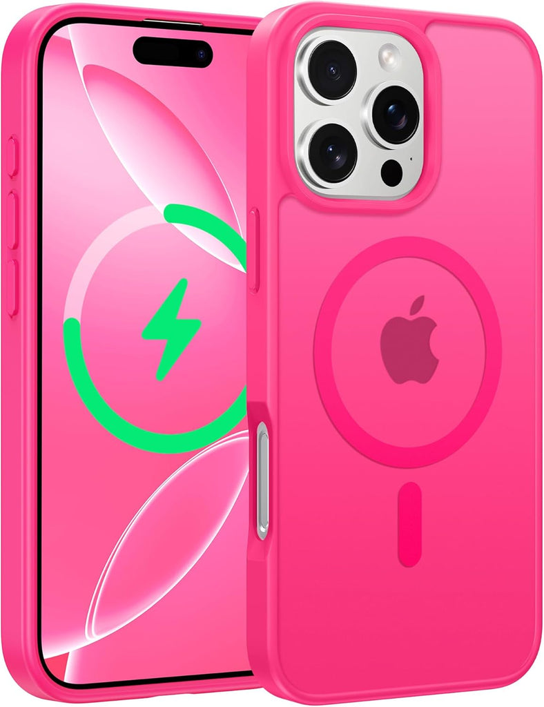 FNTCASE for iPhone 15 Case: for iPhone 14 & iPhone 13 Case | Magnetic Frosted Translucent Slim Shockproof Cell Phone Cover | Military Grade Protection Drop Proof Tough Protective Cases-LightPink 6.1”