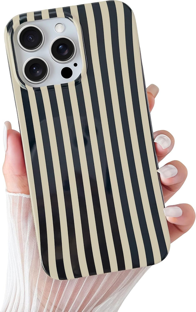 Yeddabox for iPhone 14 Case Cute Striped Phone Case Soft TPU Slim Shockproof Phone Cover for Women Girls, Blue and White