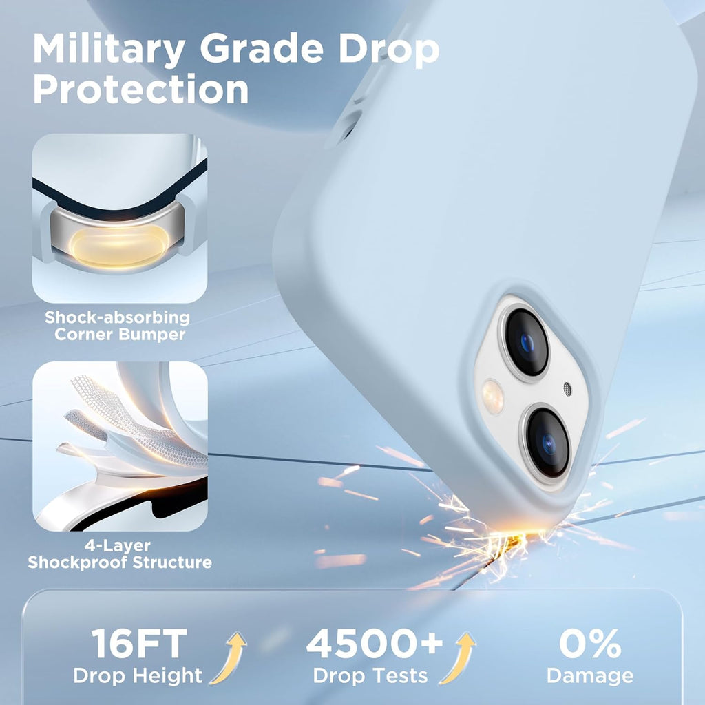 GolbinBox Magnetic for iPhone 13 Case & iPhone 14 Case, Compatible with MagSafe, [Soft Anti-Scratch Microfiber Lining], Slim Liquid Silicone Shockproof Protective Phone Case 6.1 inch, Chalk Pink