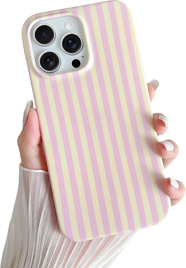Yeddabox for iPhone 14 Case Cute Striped Phone Case Soft TPU Slim Shockproof Phone Cover for Women Girls, Blue and White