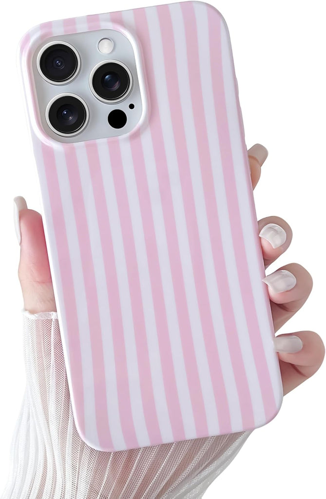 Yeddabox for iPhone 14 Case Cute Striped Phone Case Soft TPU Slim Shockproof Phone Cover for Women Girls, Blue and White