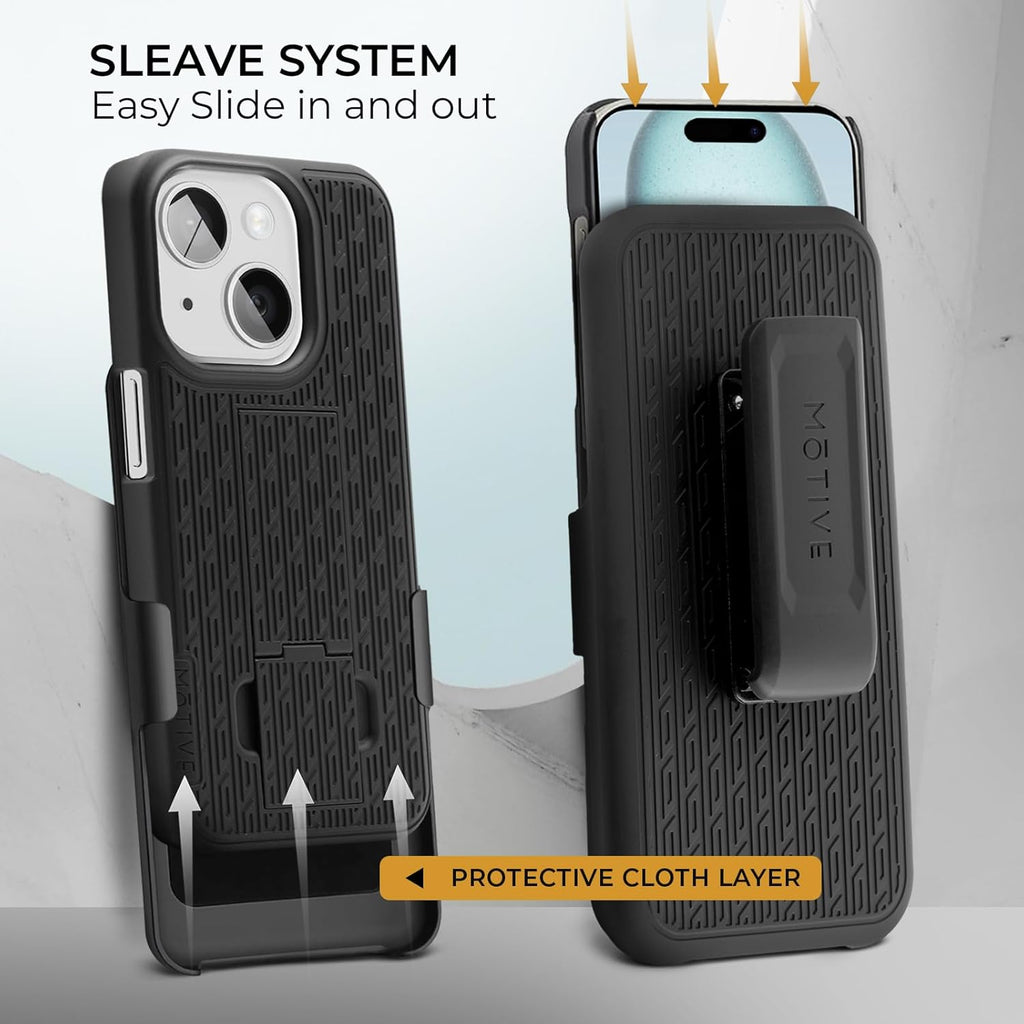 MOTIVE for iPhone 16 Holster Case, Belt Clip Case for Apple iPhone 16, Shell Holster Combo 16, Slim Rugged Drop Shockproof Protective Cover with Kickstand (6.1") | Ranger Series