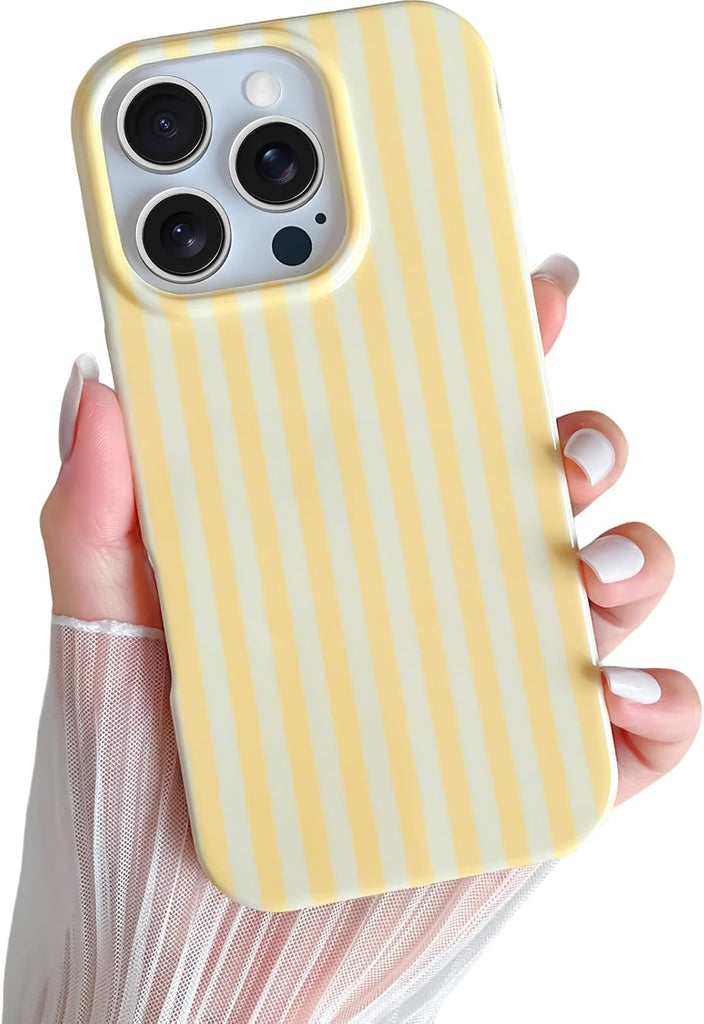 Yeddabox for iPhone 14 Case Cute Striped Phone Case Soft TPU Slim Shockproof Phone Cover for Women Girls, Blue and White