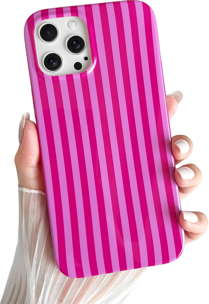 Yeddabox for iPhone 14 Case Cute Striped Phone Case Soft TPU Slim Shockproof Phone Cover for Women Girls, Blue and White