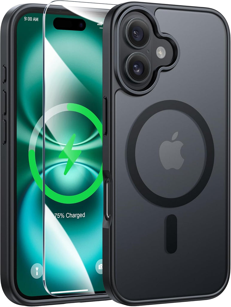 FNTCASE for iPhone 15 Case: for iPhone 14 & iPhone 13 Case | Magnetic Frosted Translucent Slim Shockproof Cell Phone Cover | Military Grade Protection Drop Proof Tough Protective Cases-LightPink 6.1”