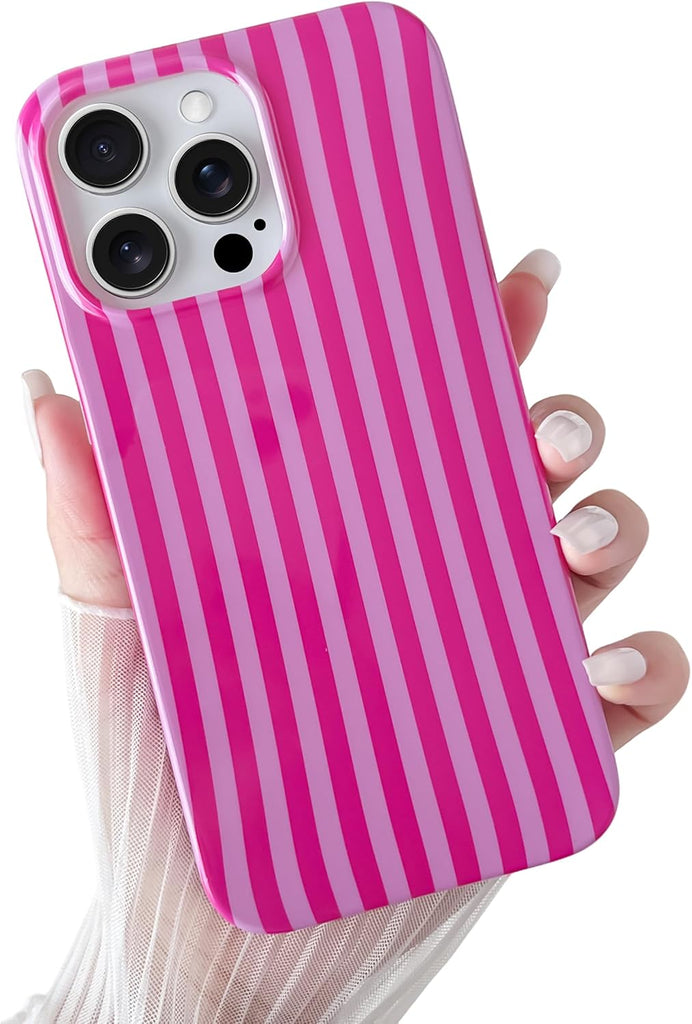 Yeddabox for iPhone 14 Case Cute Striped Phone Case Soft TPU Slim Shockproof Phone Cover for Women Girls, Blue and White