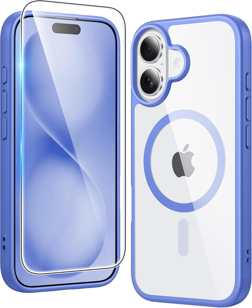 FNTCASE for iPhone 15 Case Clear: iPhone 14/13 Case Magnetic Phone Cases with Screen Protector Compatible with Magsafe Slim Anti Yellowing Rugged Protective Transparent Cell Cover (A-Clear)