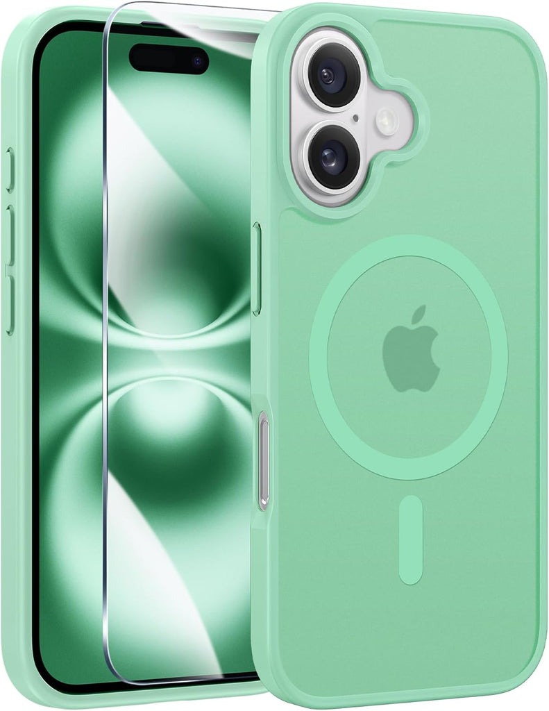 FNTCASE for iPhone 15 Case: for iPhone 14 & iPhone 13 Case | Magnetic Frosted Translucent Slim Shockproof Cell Phone Cover | Military Grade Protection Drop Proof Tough Protective Cases-LightPink 6.1”