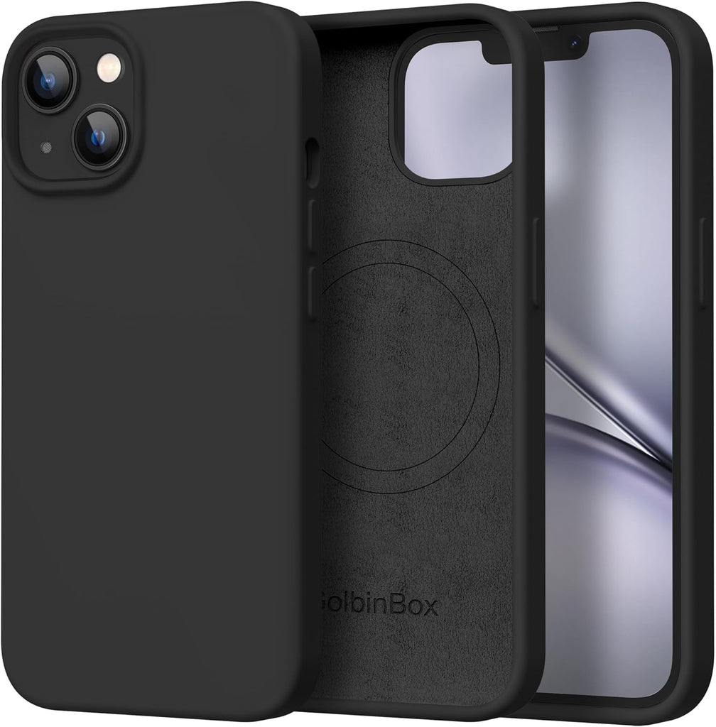 GolbinBox Magnetic for iPhone 13 Case & iPhone 14 Case, Compatible with MagSafe, [Soft Anti-Scratch Microfiber Lining], Slim Liquid Silicone Shockproof Protective Phone Case 6.1 inch, Chalk Pink