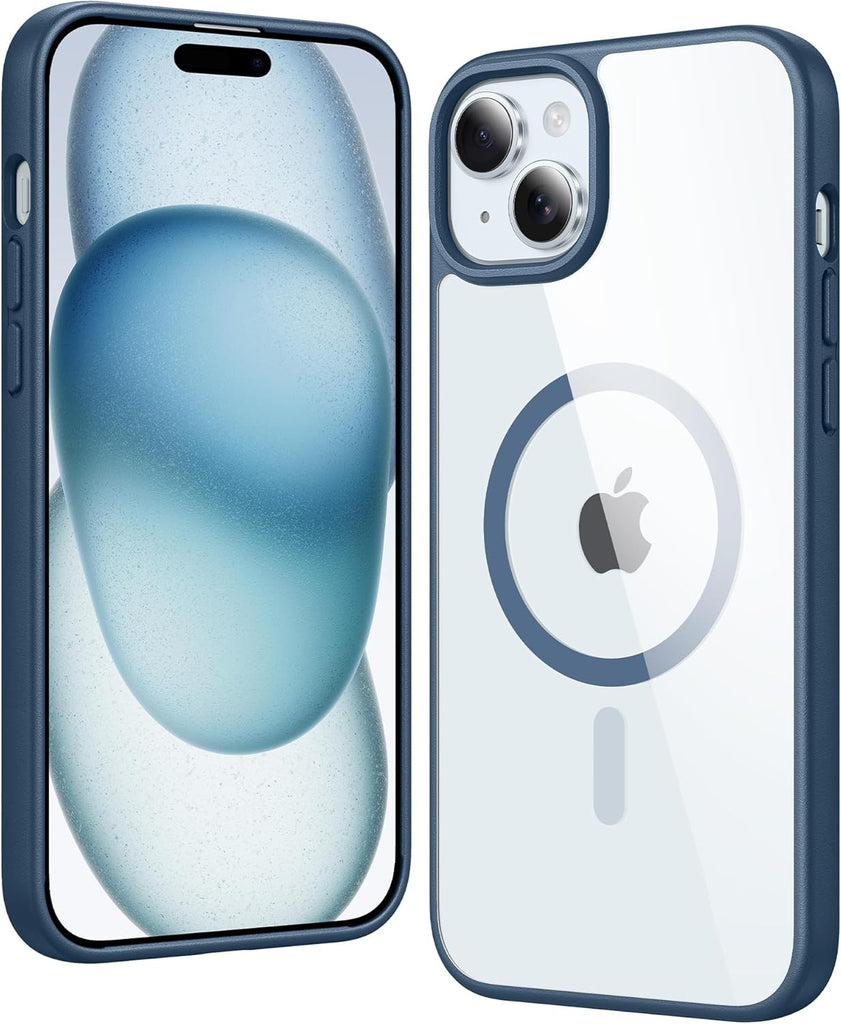FNTCASE for iPhone 15 Case Clear: iPhone 14/13 Case Magnetic Phone Cases with Screen Protector Compatible with Magsafe Slim Anti Yellowing Rugged Protective Transparent Cell Cover (A-Clear)