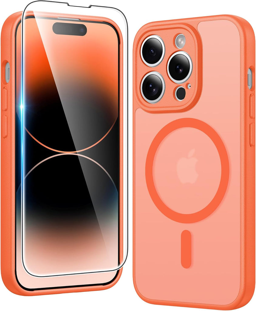 FNTCASE for iPhone 15 Case Clear: iPhone 14/13 Case Magnetic Phone Cases with Screen Protector Compatible with Magsafe Slim Anti Yellowing Rugged Protective Transparent Cell Cover (A-Clear)