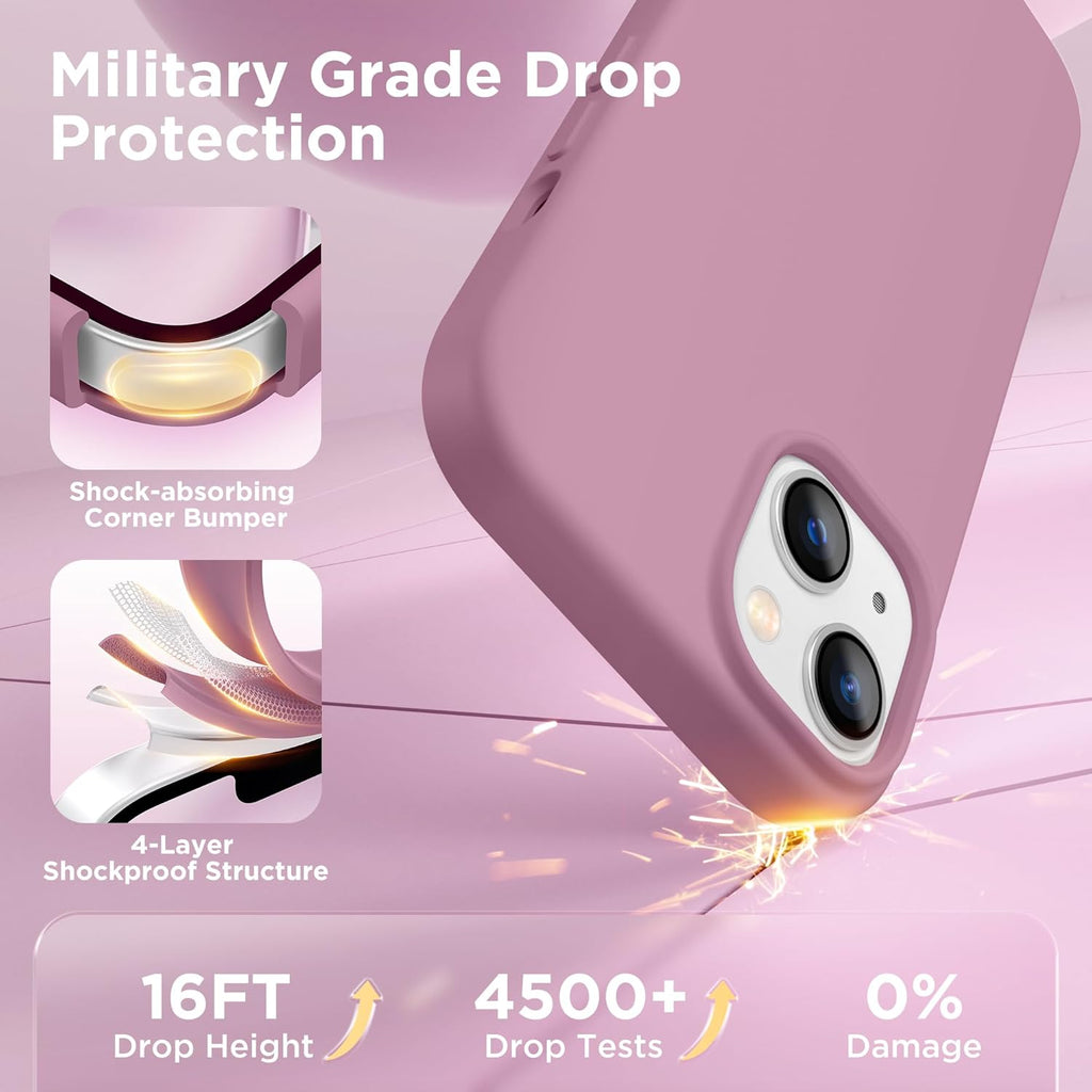 GolbinBox Magnetic for iPhone 13 Case & iPhone 14 Case, Compatible with MagSafe, [Soft Anti-Scratch Microfiber Lining], Slim Liquid Silicone Shockproof Protective Phone Case 6.1 inch, Chalk Pink