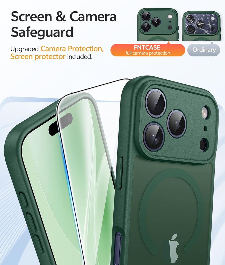 FNTCASE for iPhone 15 Case: for iPhone 14 & iPhone 13 Case | Magnetic Frosted Translucent Slim Shockproof Cell Phone Cover | Military Grade Protection Drop Proof Tough Protective Cases-LightPink 6.1”